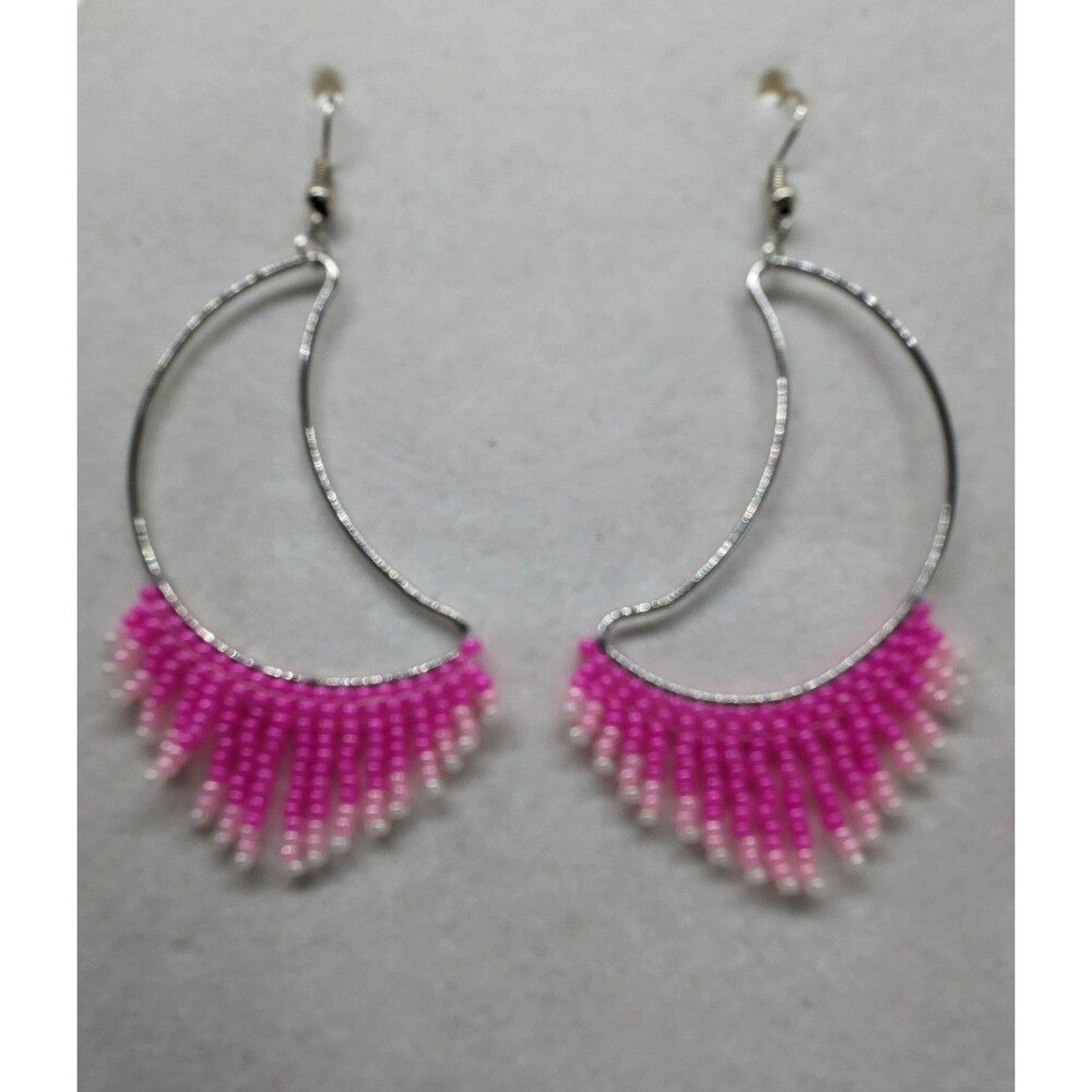 Earrings Beaded Moon Shape - Picture 3 of 3